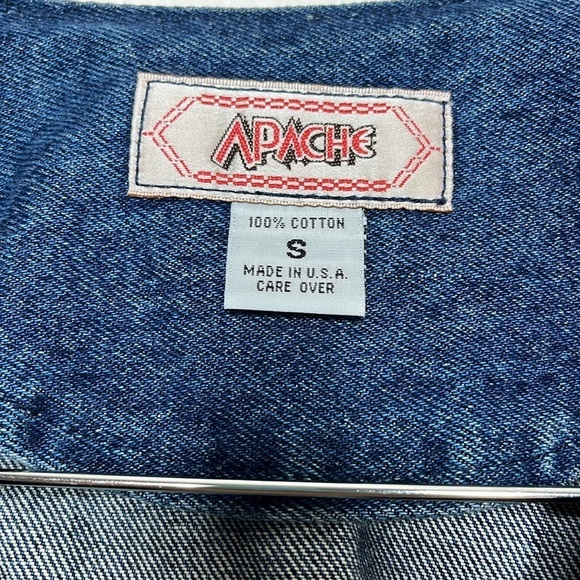 Vintage Apache Denim Brocade 80s 90s Open Front Jacket Women Size S - Picture 2 of 4